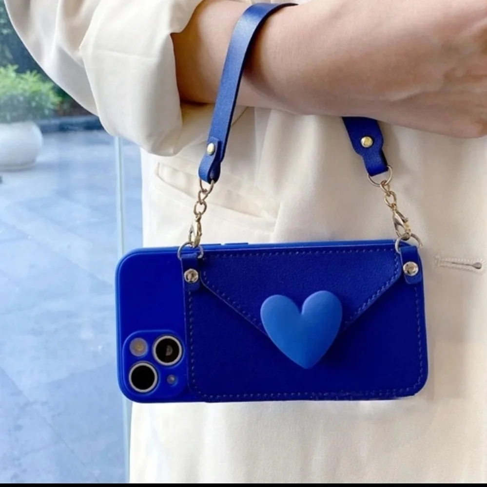 NEW Apple IPhone 15 Pro Max crossbody 3D love heart faux leather Phone case